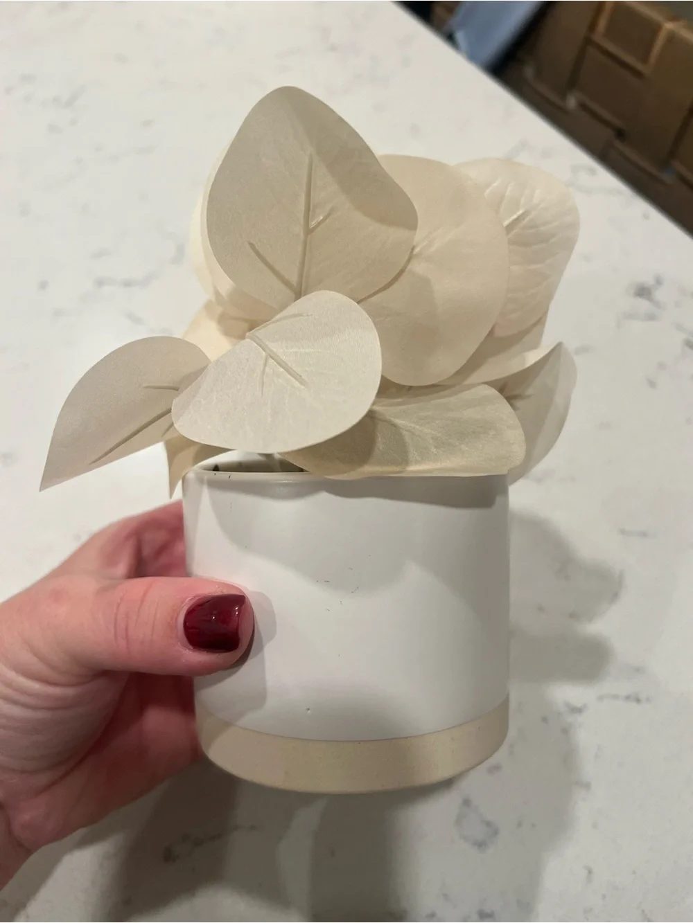 Small Neutral Cream Faux Eucalyptus Potted Plant